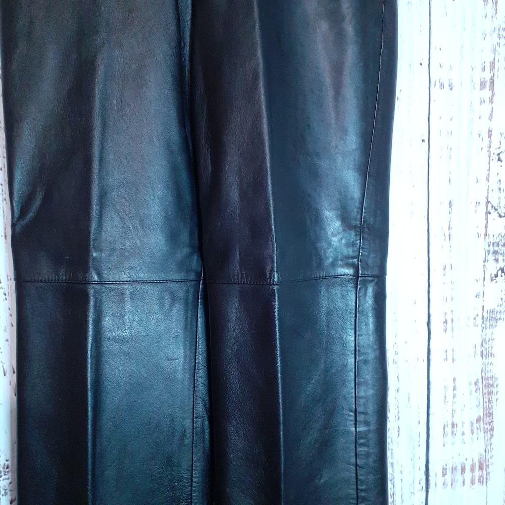 Alfani black leather y2k vintage high waisted straight leg trousers pants - Picture 3 of 11